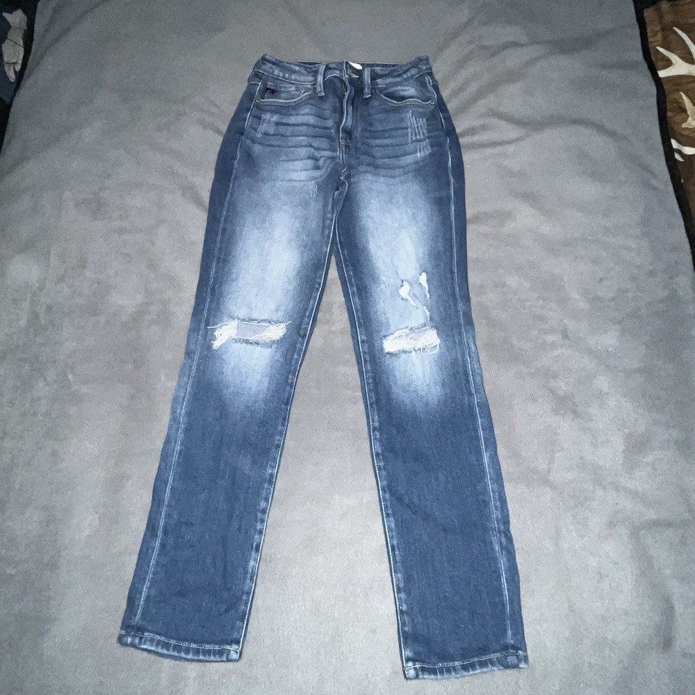 KanCan Women's Skinny Distressed Frayed Hem Stretch Denim Jeans Blue size 3/25